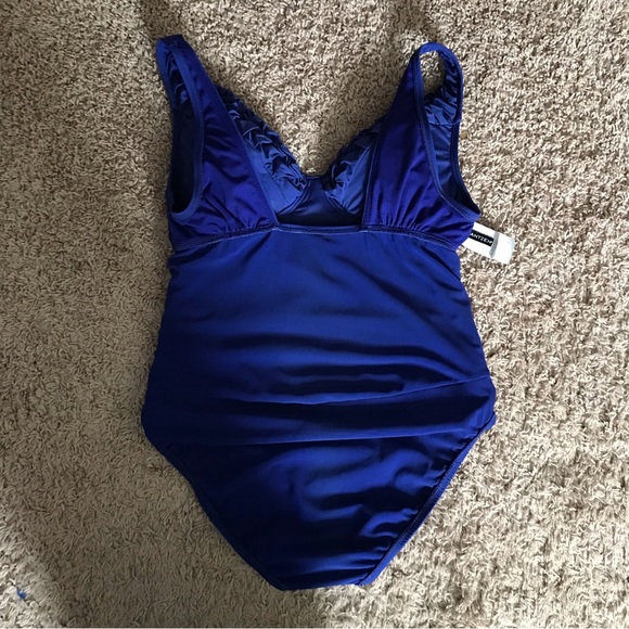 Jantzen Royal Blue 1-pc Bathing Swimsuit Body Slimming tummy control Size 12 - Picture 13 of 16